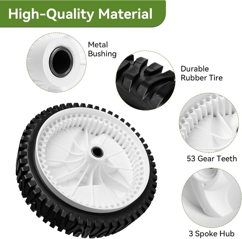 ranwin 532403111 Front Drive Wheels Fit for Craftsman Mower - 194231X427 Front Tires Wheel Fit for Craftsman & HU Self Propelled Lawn Mower Tractor, 2 Pack, White - Image 5